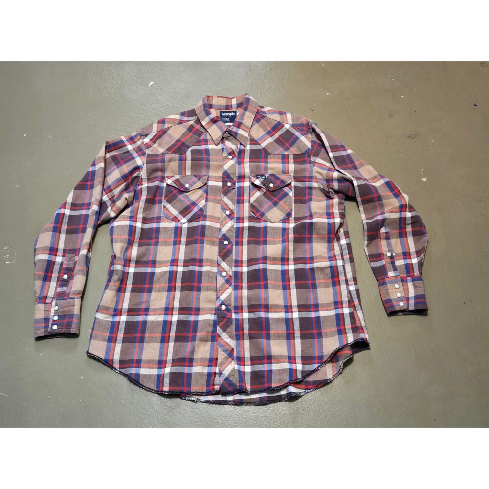 Vintage Crafted in USA Wrangler Pearl Snap Long Sleeve Shirt Men's Size XL